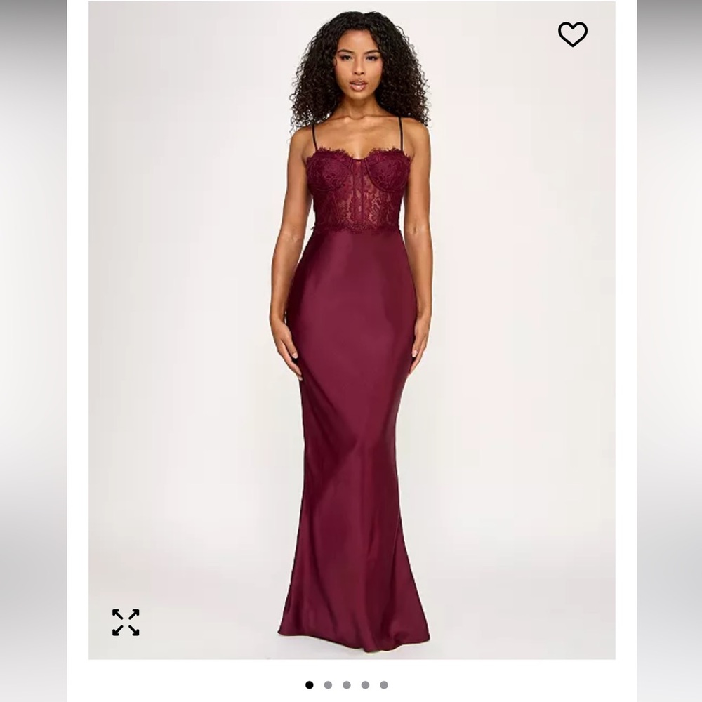 City Studio Burgundy Lace Maxi Dress